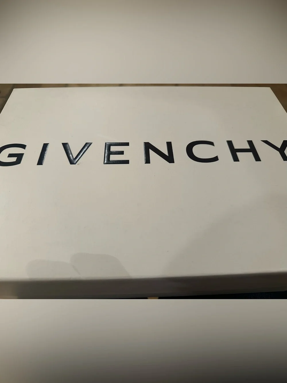 Givenchy White Leather Low-Top Sneaker with Navy Script